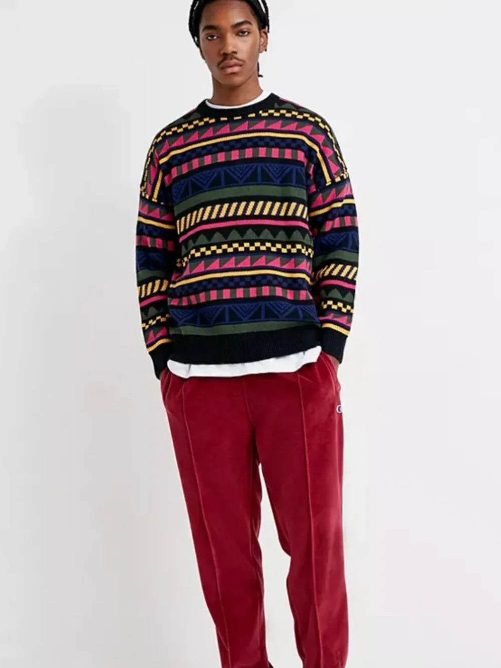 Lazy Oaf 8 Bit Stripe Vintage Retro Style Jumper Sweater Multi Color Men's Small